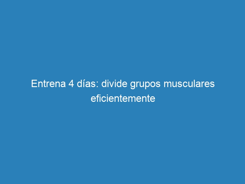 Entrena 4 d&iacute;as: divide grupos musculares eficientemente