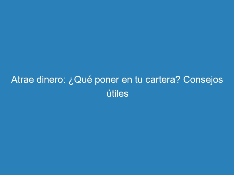 Atrae dinero: ¿Qué poner en tu cartera? Consejos útiles