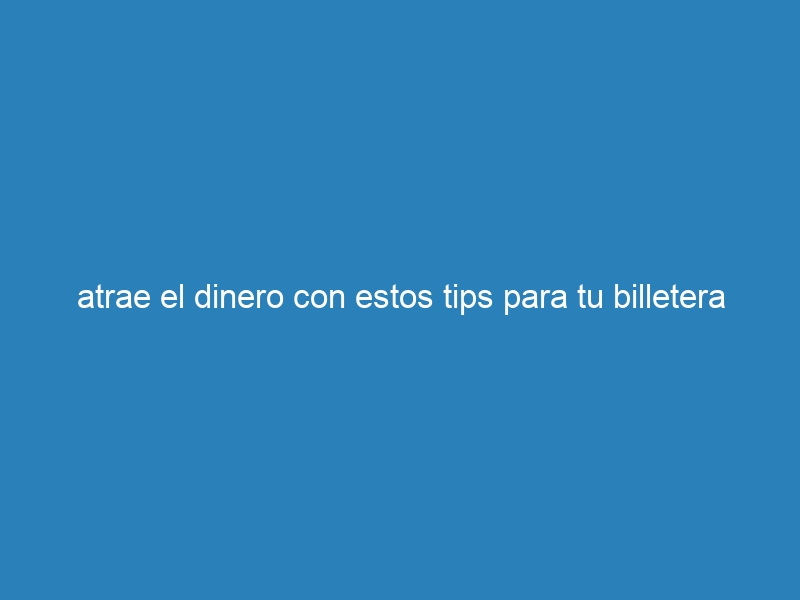 atrae el dinero con estos tips para tu billetera