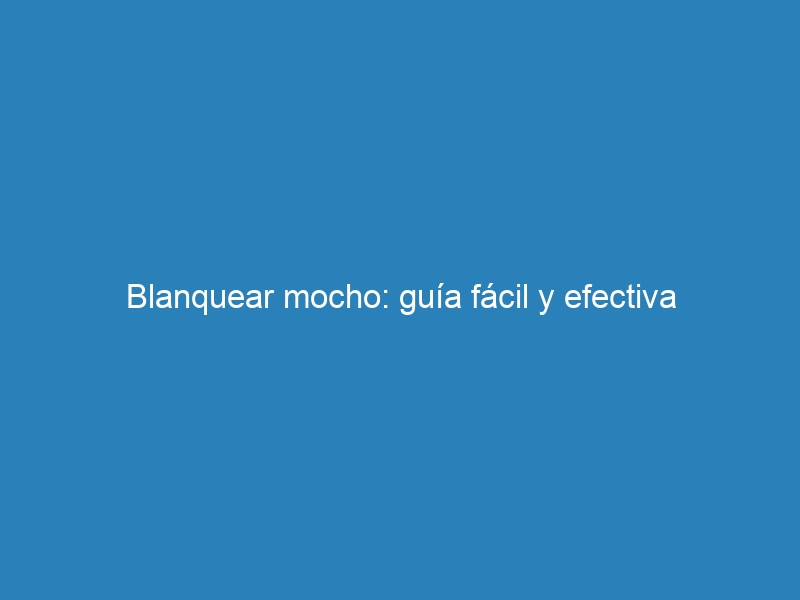 Blanquear mocho: gu&iacute;a f&aacute;cil y efectiva