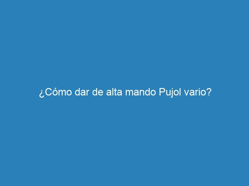 ¿Cómo dar de alta mando Pujol vario?