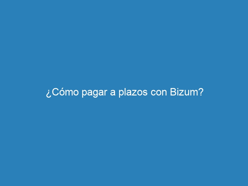 ¿Cómo pagar a plazos con Bizum?