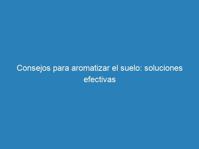 Consejos para aromatizar el suelo: soluciones efectivas