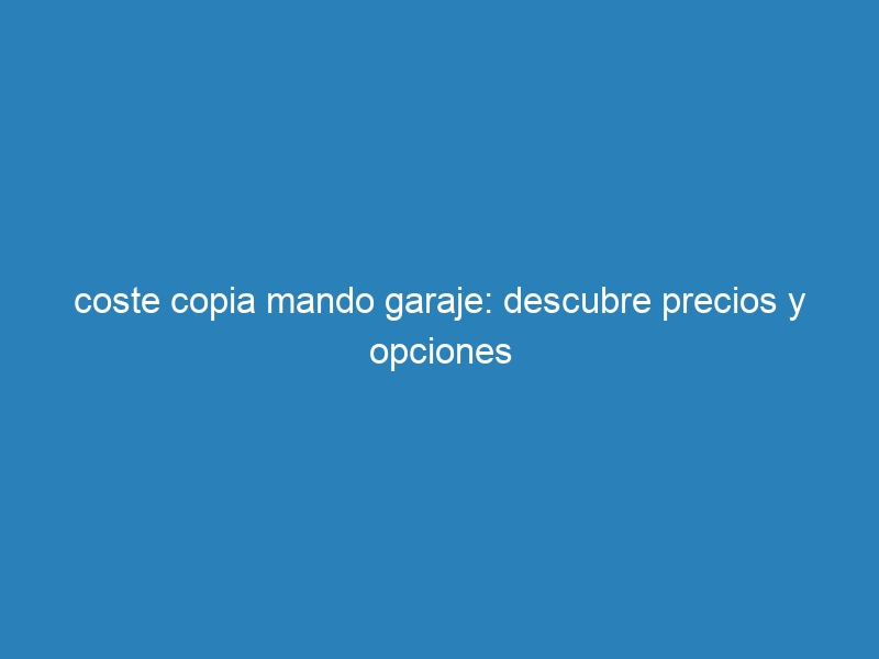 coste copia mando garaje: descubre precios y opciones