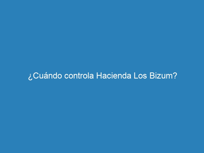 ¿Cuándo controla Hacienda Los Bizum?