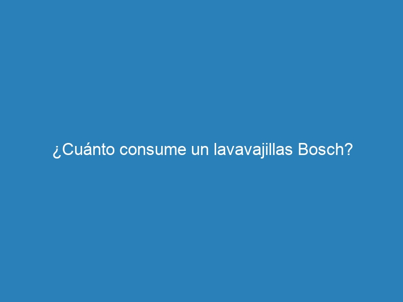 &iquest;Cu&aacute;nto consume un lavavajillas Bosch?