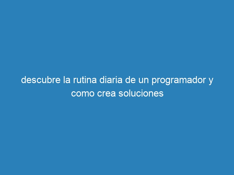 descubre la rutina diaria de un programador y como crea soluciones