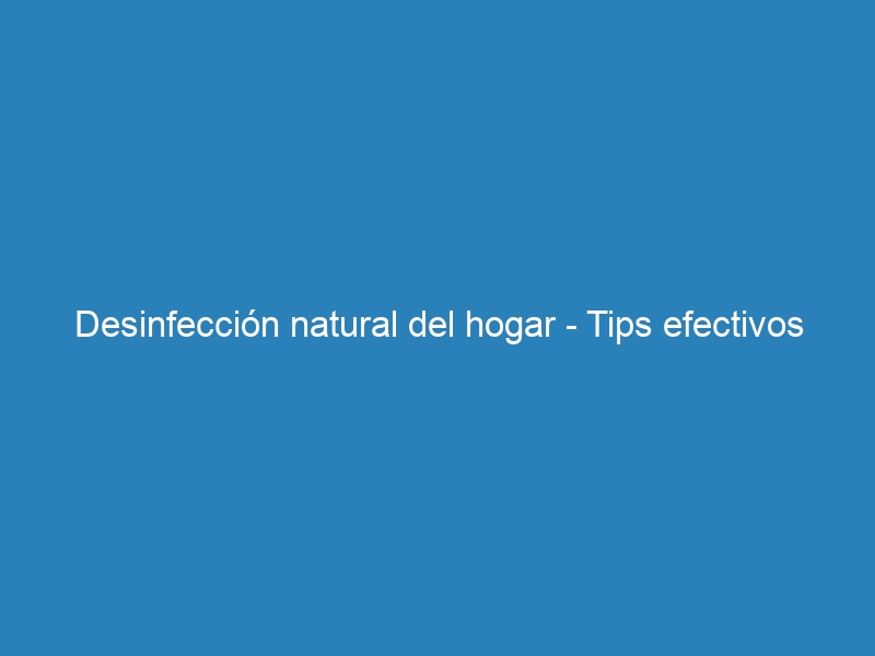 Desinfección natural del hogar – Tips efectivos