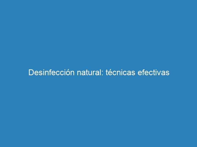 Desinfección natural: técnicas efectivas