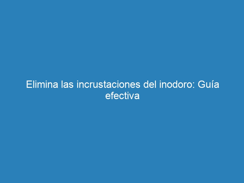 Elimina las incrustaciones del inodoro: Guía efectiva