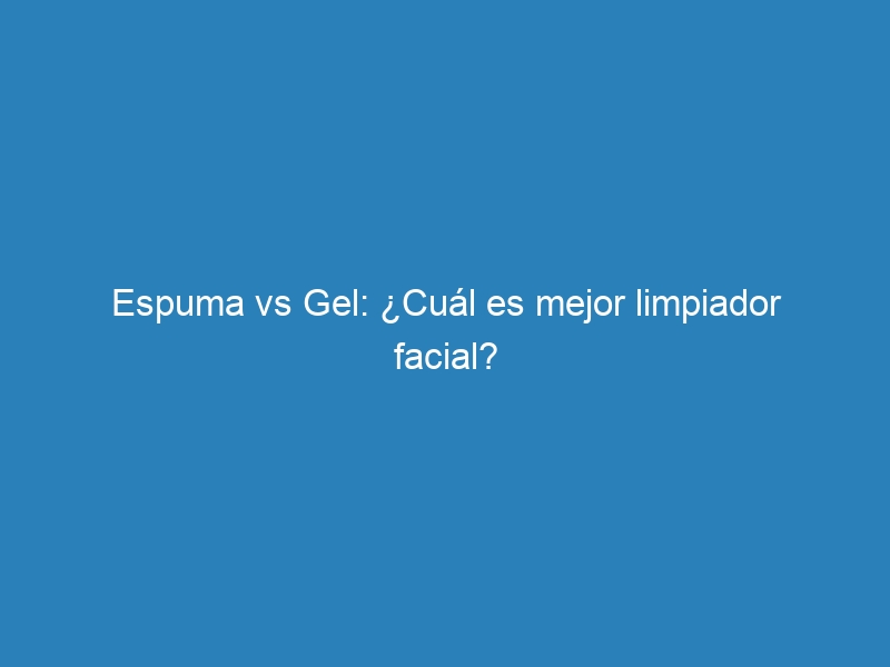 Espuma vs Gel: &iquest;Cu&aacute;l es mejor limpiador facial?