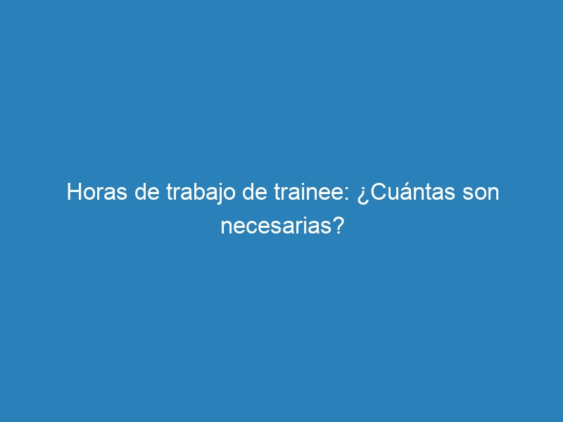 Horas de trabajo de trainee: ¿Cuántas son necesarias?