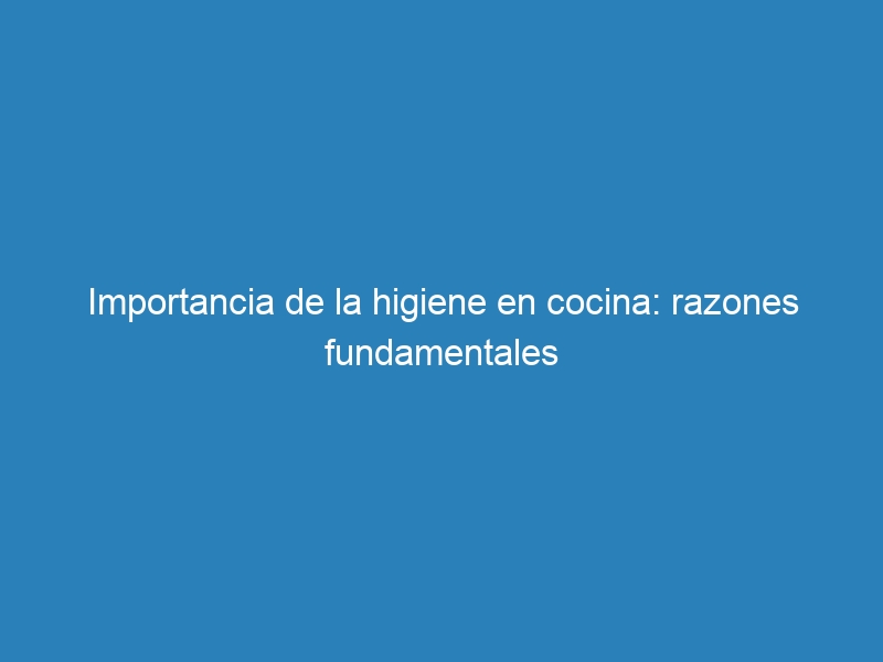 Importancia de la higiene en cocina: razones fundamentales