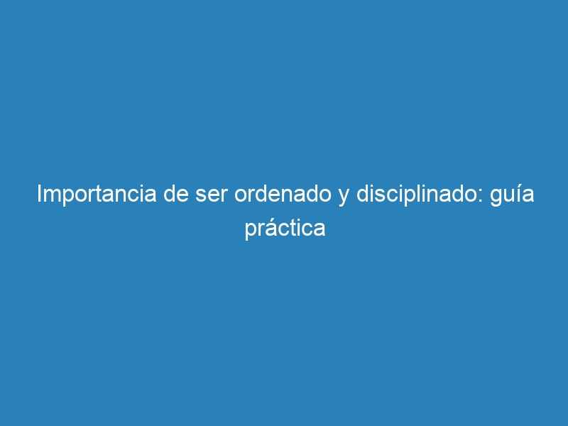 Importancia de ser ordenado y disciplinado: guía práctica
