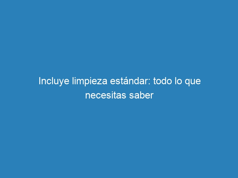 Incluye limpieza est&aacute;ndar: todo lo que necesitas saber