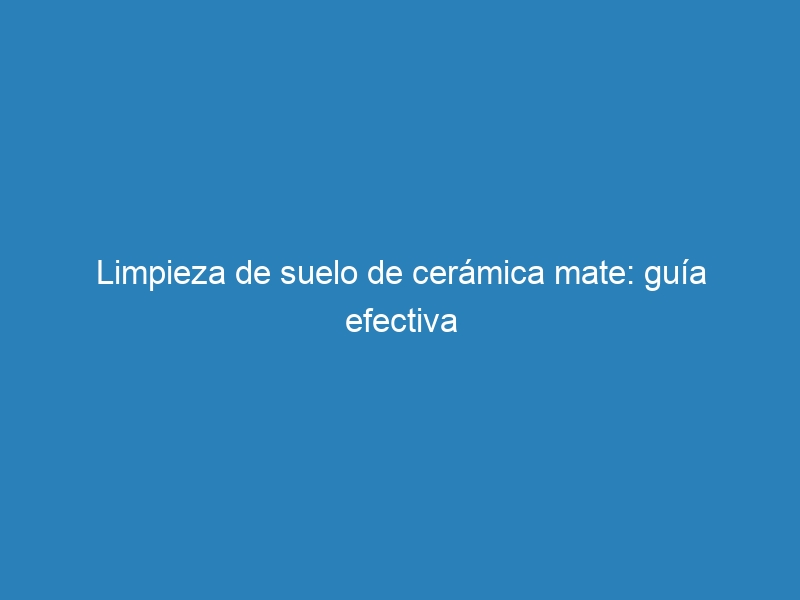 Limpieza de suelo de cerámica mate: guía efectiva