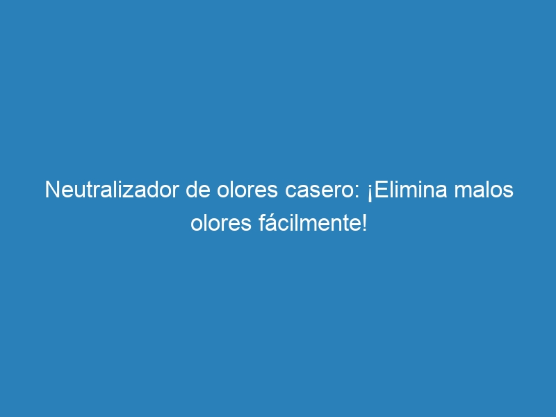 Neutralizador de olores casero: ¡Elimina malos olores fácilmente!