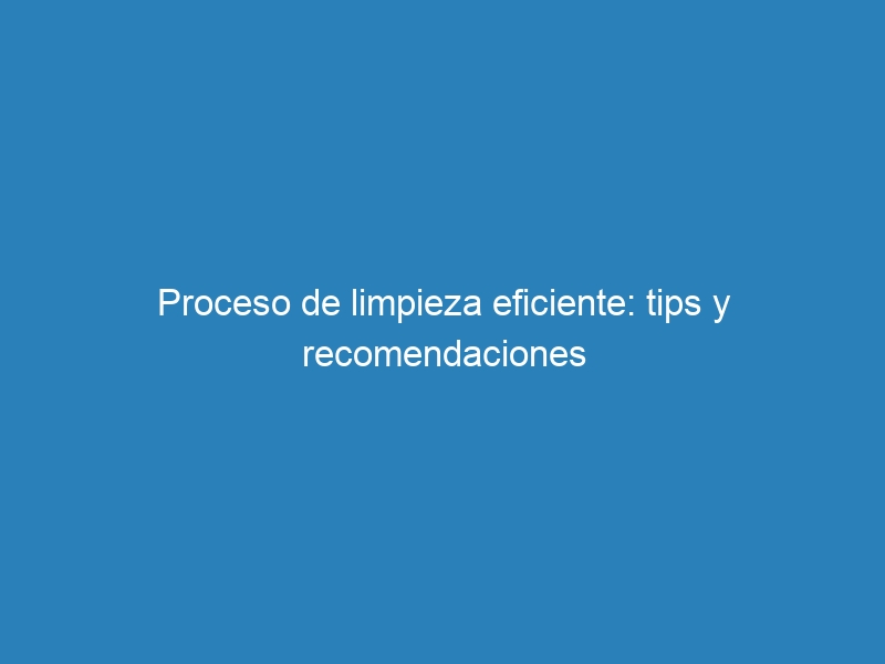 Proceso de limpieza eficiente: tips y recomendaciones