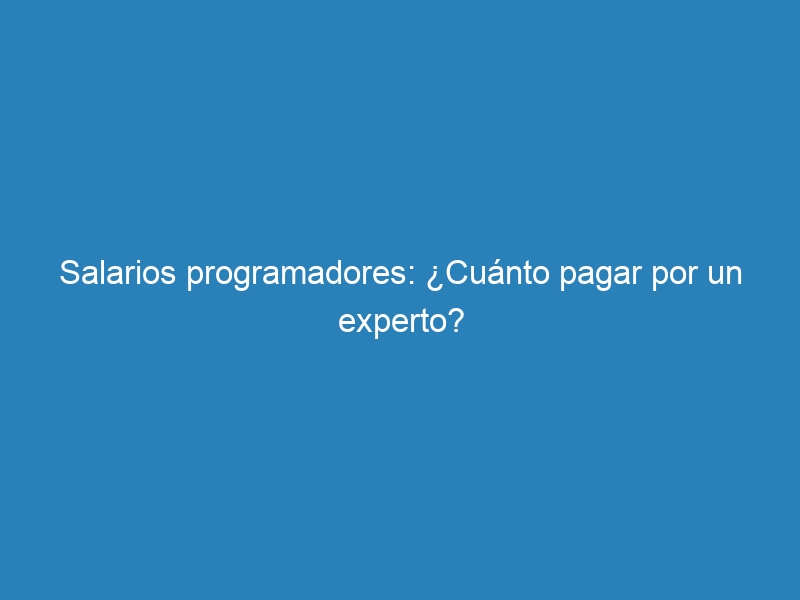 Salarios programadores: ¿Cuánto pagar por un experto?