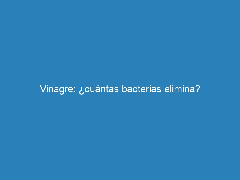 Vinagre: ¿cuántas bacterias elimina?